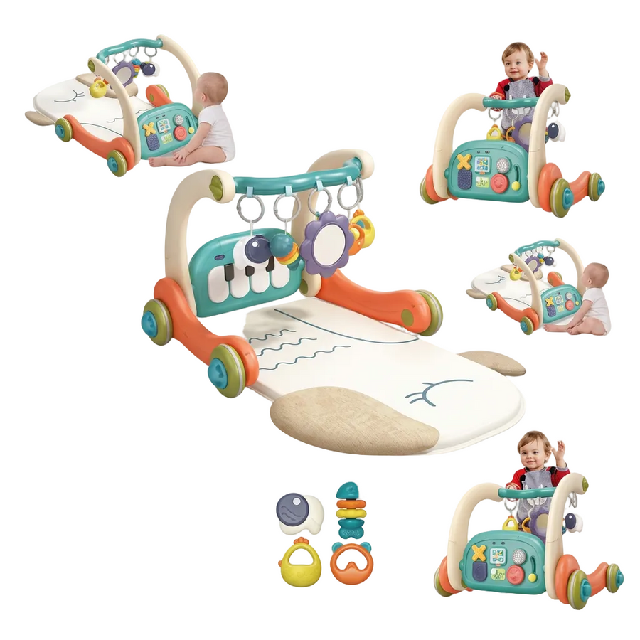 3-in-1 Convertible Baby Musical Play Gym &amp; Sit-to-Stand Push Walker