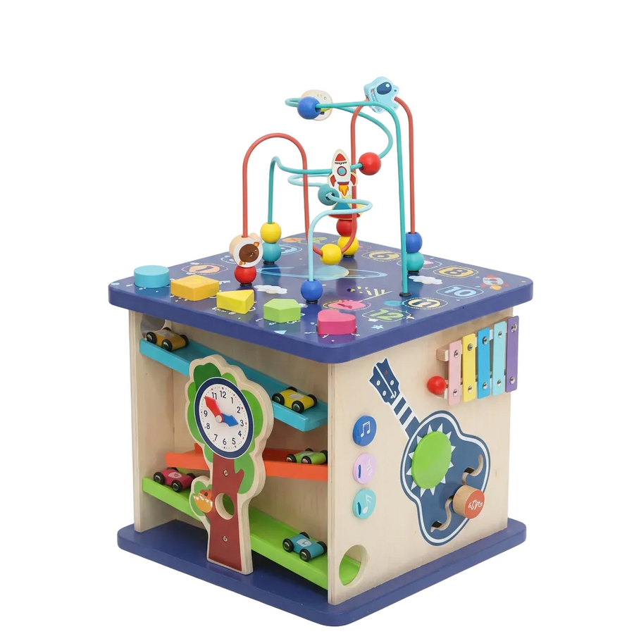 Wooden Space Exploration 5-in-1 Activity Cube & Learning Center
