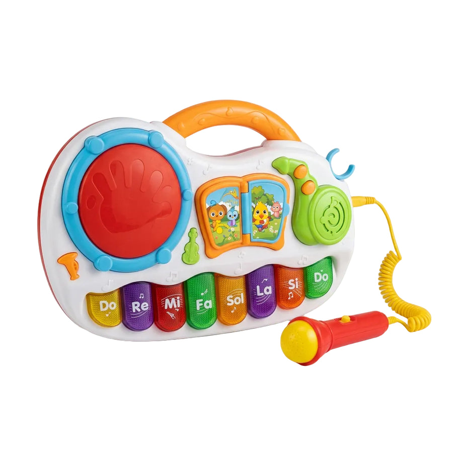 Kids Electronic Musical Piano Keyboard with Microphone & Drum Pad