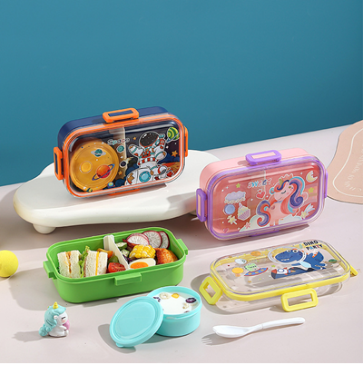 700ML COMPARTMENTAILZED SEALED LUNCH BOX (WITH PP FORK SPOON+150ML SALAD BOWL)