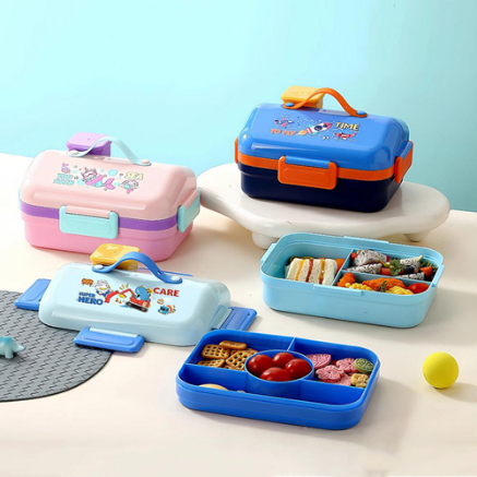 1270ML RECTANGULAR PLASTIC LUNCH BOX +150ML BOWL+PP SPOON