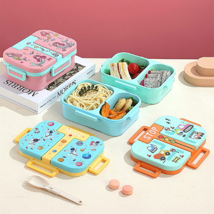 900ML PLASTIC 2-COMPARTMENT LUNCH BOX (WITH PP FOLDING SPOON)