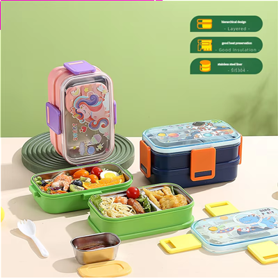 700ML*2 DOUBLE-LAYER STAINLESS STEEL  LUNCH BOX  +100ML BOWL