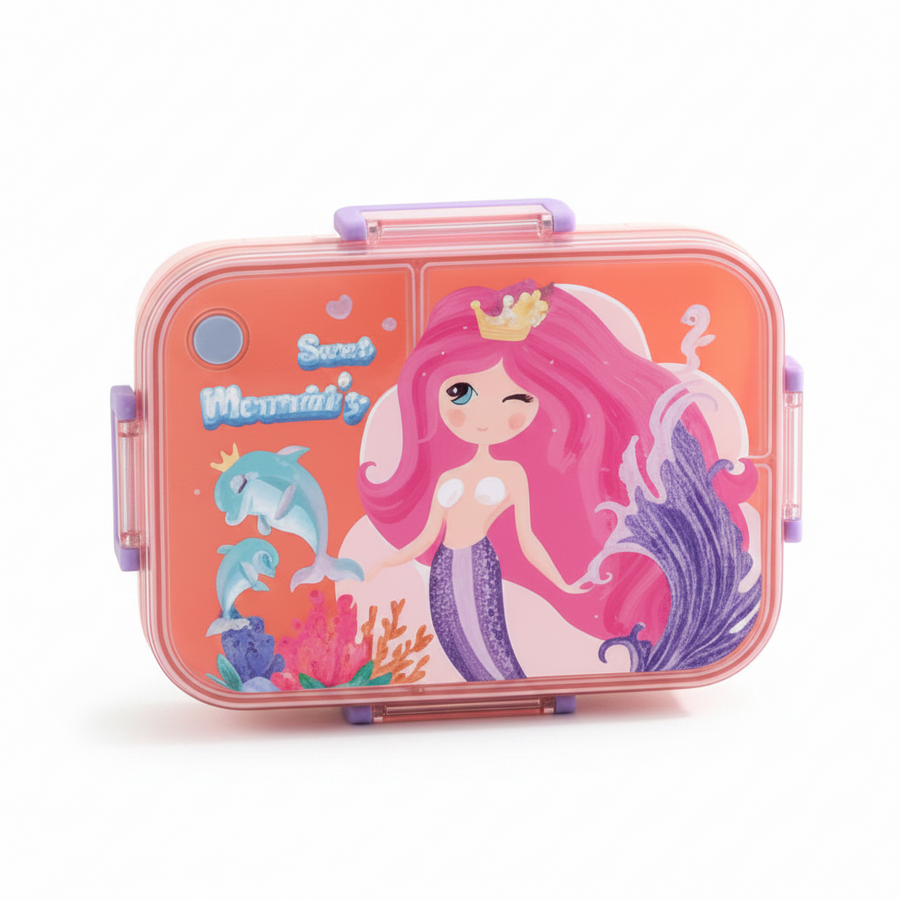 Mermaid 3-Compartment Bento Lunch Box with Sauce Cup 1200ml - Mermaid