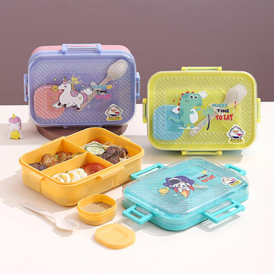1270ML 3-COMPARTMENT PLASTIC LUNCH BOX+70ML SAUCE CUP