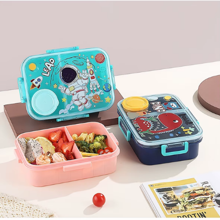 1.2L 2-COMPARTMENT PLASTIC LUNCH BOX+80ML SAUCE CUP+PP SPOON