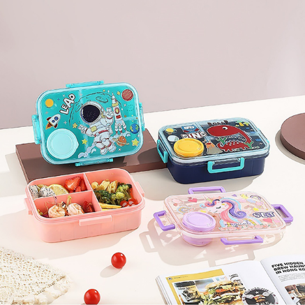 1.2L 3-COMPARTMENT PLASTIC LUNCH BOX+80ML SAUCE CUP+PP SPOON