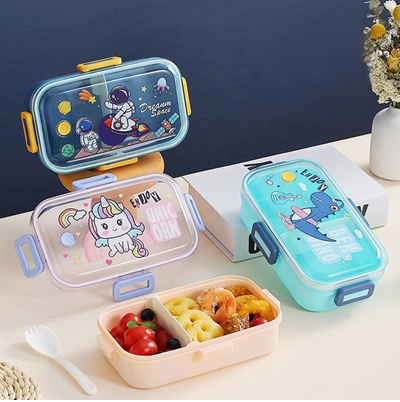 700ML COMPARTMENTAILZED LUNCH BOX (WITH PP FORK SPOON)