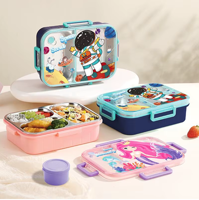 650ML STAINESS STEEL 3-COMPARTMENT LUNCH BOX+100ML BOWL