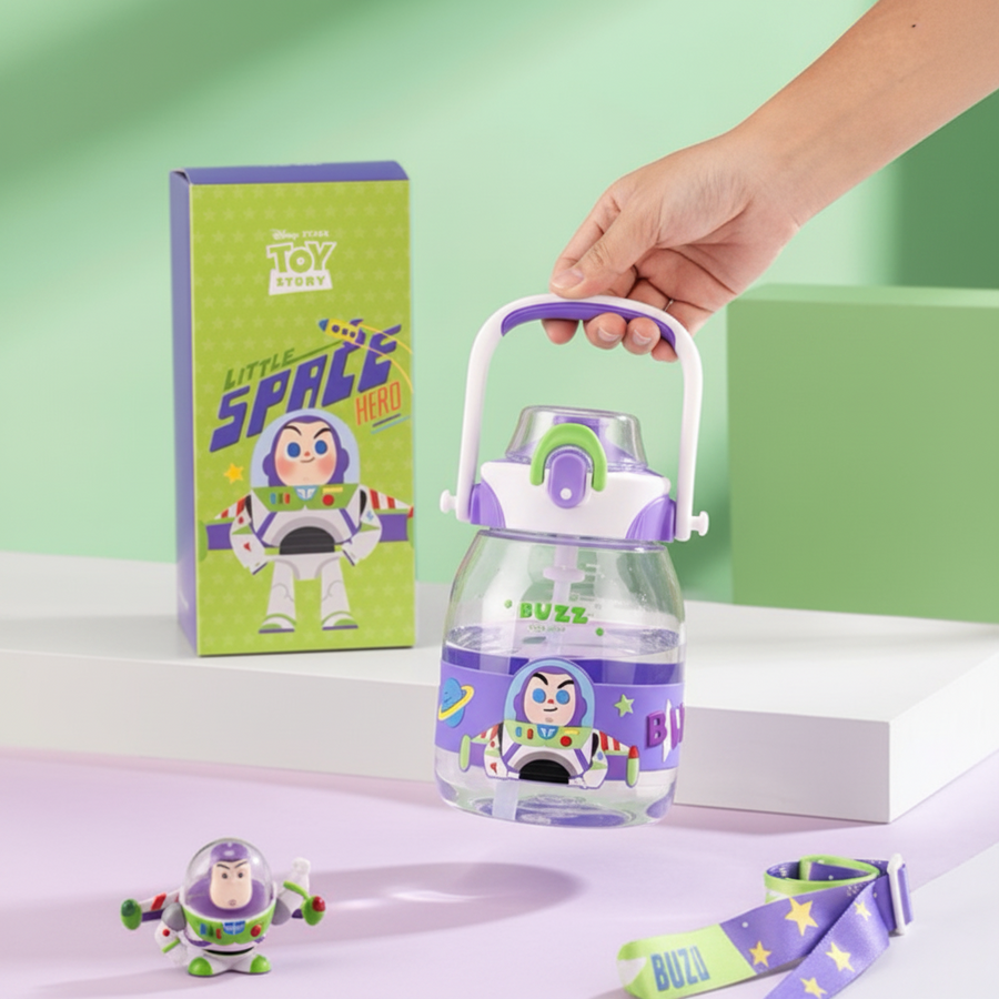Disney Pixar Buzz Lightyear 1200ml Space Water Bottle with Straw & Strap