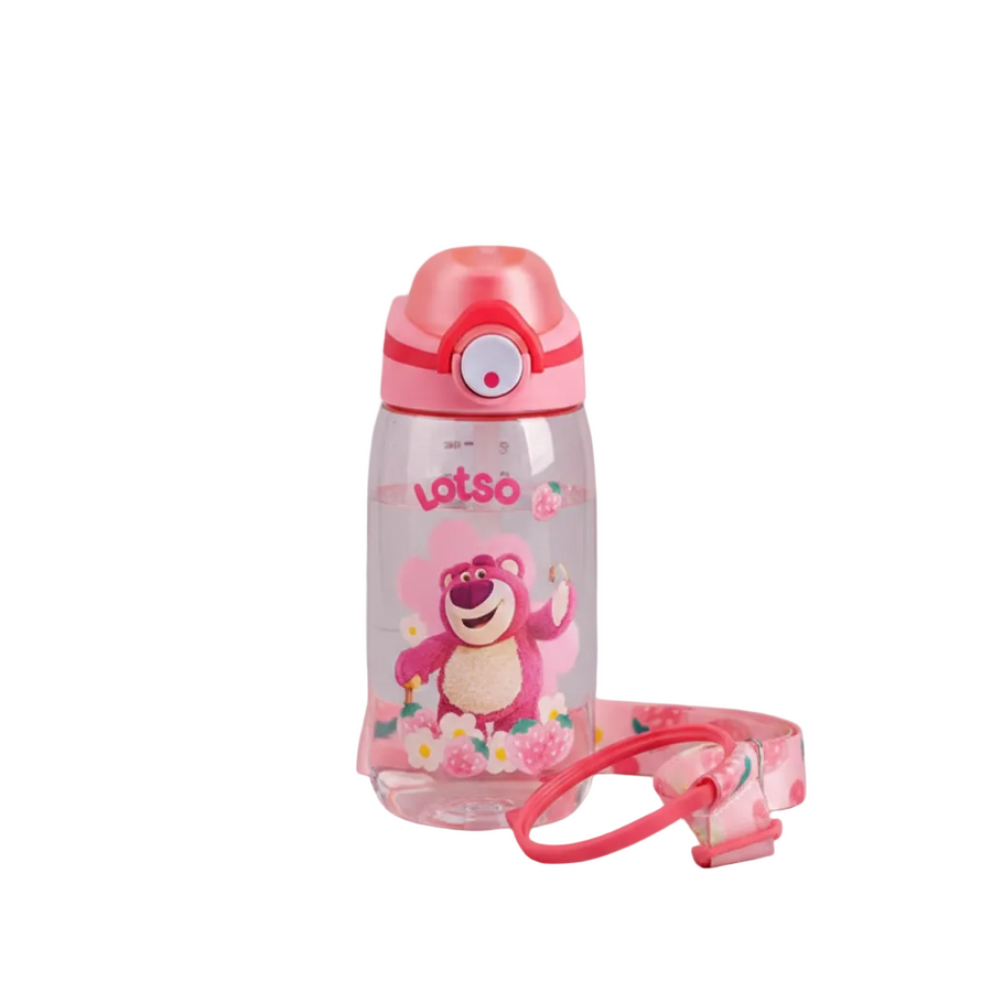 Disney Lotso Sippy Water Bottle with Straw & Carry Strap -  610ml