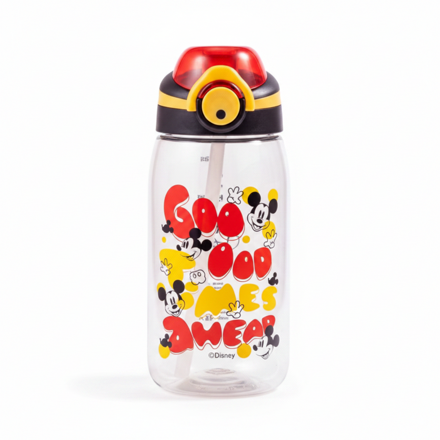 Disney Mickey Mouse 610ml Sippy Water Bottle with Straw & Carry Strap
