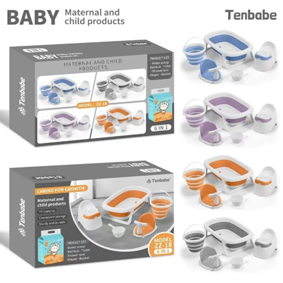 Folding Baby Bathtub Set – 6-Piece
