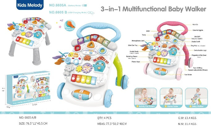 FUNCTIONAL BABY WALKER  WITH USB