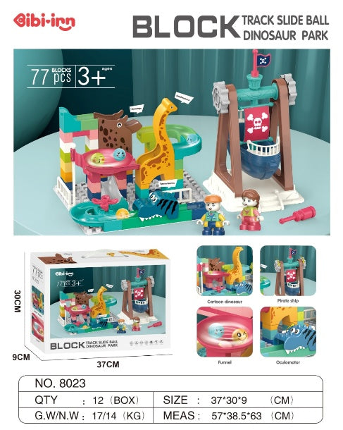 77PCS DINOSAUR BUILDING BLOCK BALL SLIDE