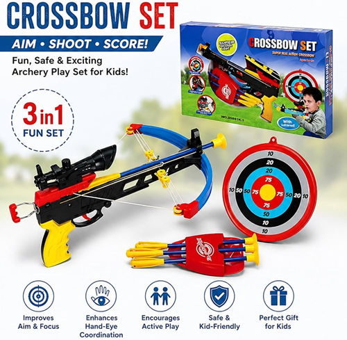 Kids Bow & Crossbow Combo Set with Batteries