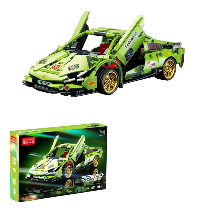 1:18 Scale Pull-Back Supercar Building Blocks Set (451 Pieces)