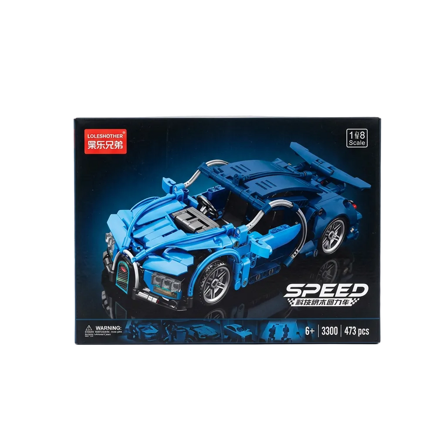 1:18 Scale Pull-Back Supercar Building Blocks Set (432 Pieces)
