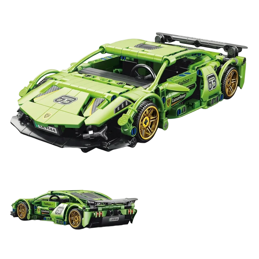 1:20 LELEBROTHER Speed Green Racing Sports Car Building Set (385 Pieces)