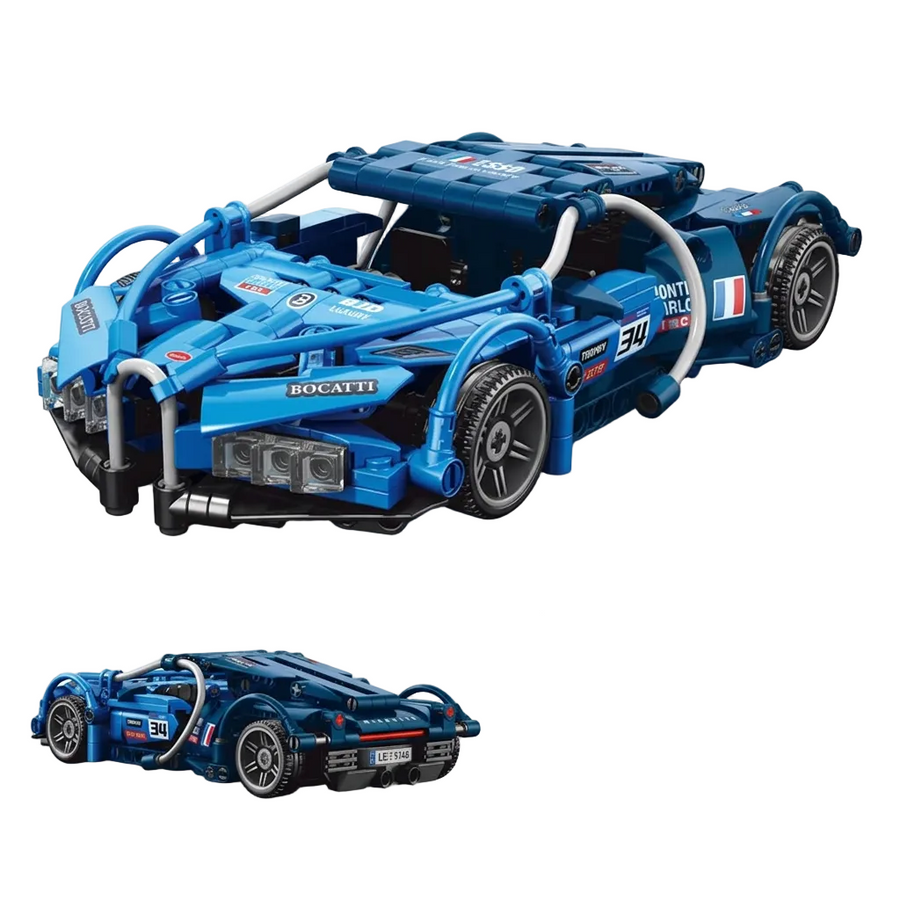 1:20 LELEBROTHER Speed Blue Racing Sports Car Building Set (408 Pieces)