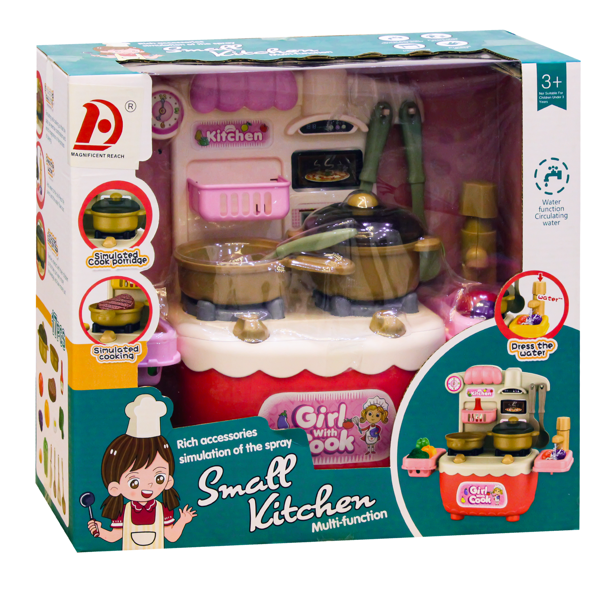 Small Kitchen Multi-function Girl With Cook - Pink