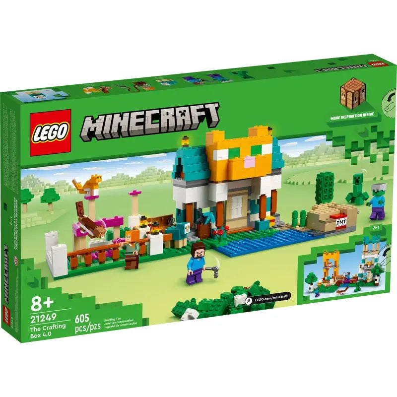 مجموعة ألعاب بناء Minecraft The Crafting Box 4.0 21249 من LEGO، مجموعة لعب مصممة خصيصًا تتميز بمكعبات كلاسيكية وأشكال وإكسسوارات ألعاب، وأدلة نموذجية تثير الإبداع