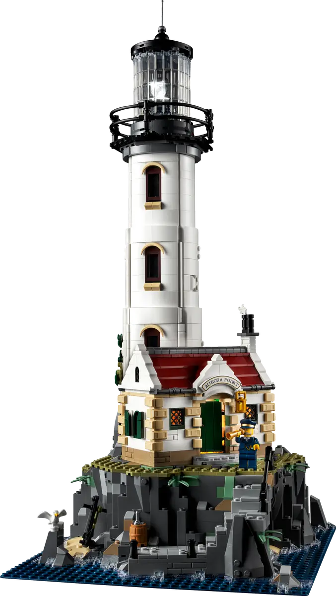 LEGO 21335 Ideas Motorized Lighthouse Model Building Kit, Complete with Rotating Lights, Quaint Cottage and a Mysterious Cave