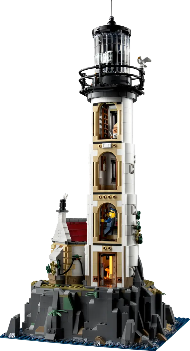 LEGO 21335 Ideas Motorized Lighthouse Model Building Kit, Complete with Rotating Lights, Quaint Cottage and a Mysterious Cave