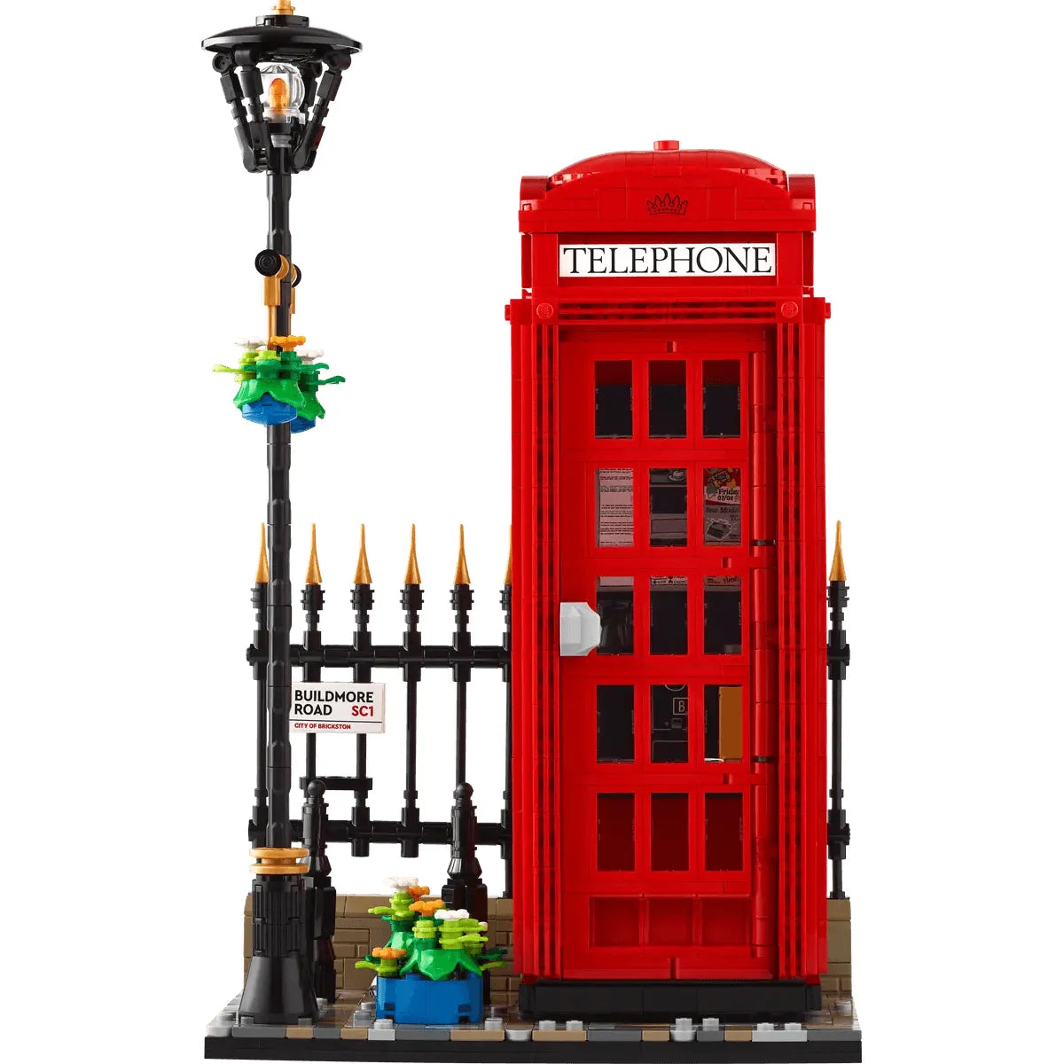 LEGO 21347 Ideas Red London Telephone Box Model , London Phone Booth and Cell Phone Holder for Build