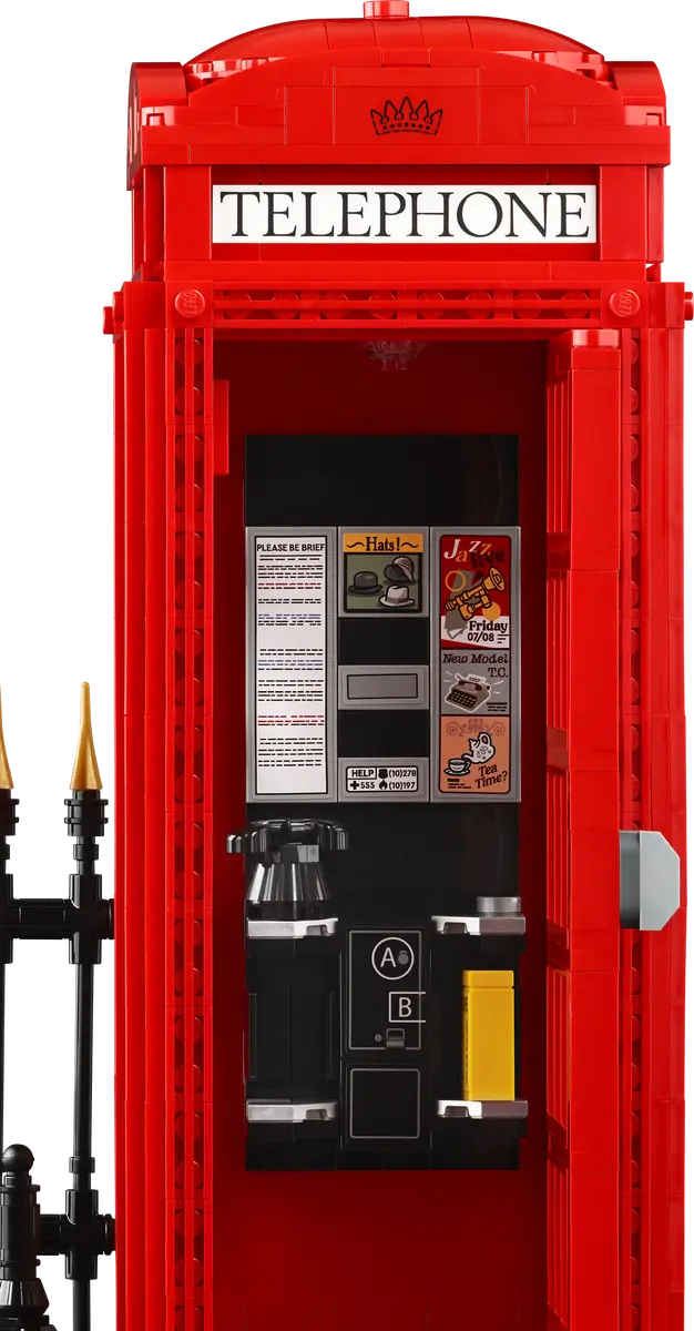 LEGO 21347 Ideas Red London Telephone Box Model , London Phone Booth and Cell Phone Holder for Build