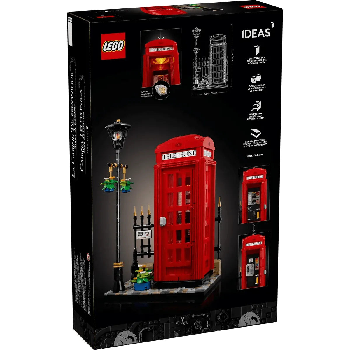 LEGO 21347 Ideas Red London Telephone Box Model , London Phone Booth and Cell Phone Holder for Build