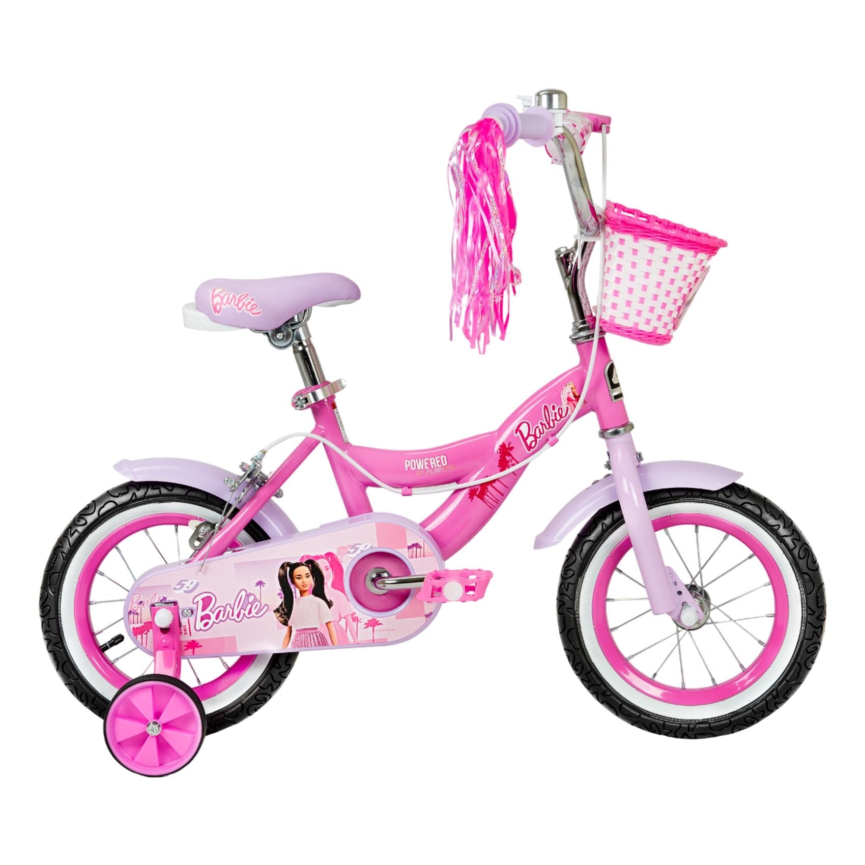 Spartan Disney Barbie Bicycle, Rear Caliper Brakes, Easy Saddle Height Adjustment, Colorful, 3 Years+, Pink - 12 Inches