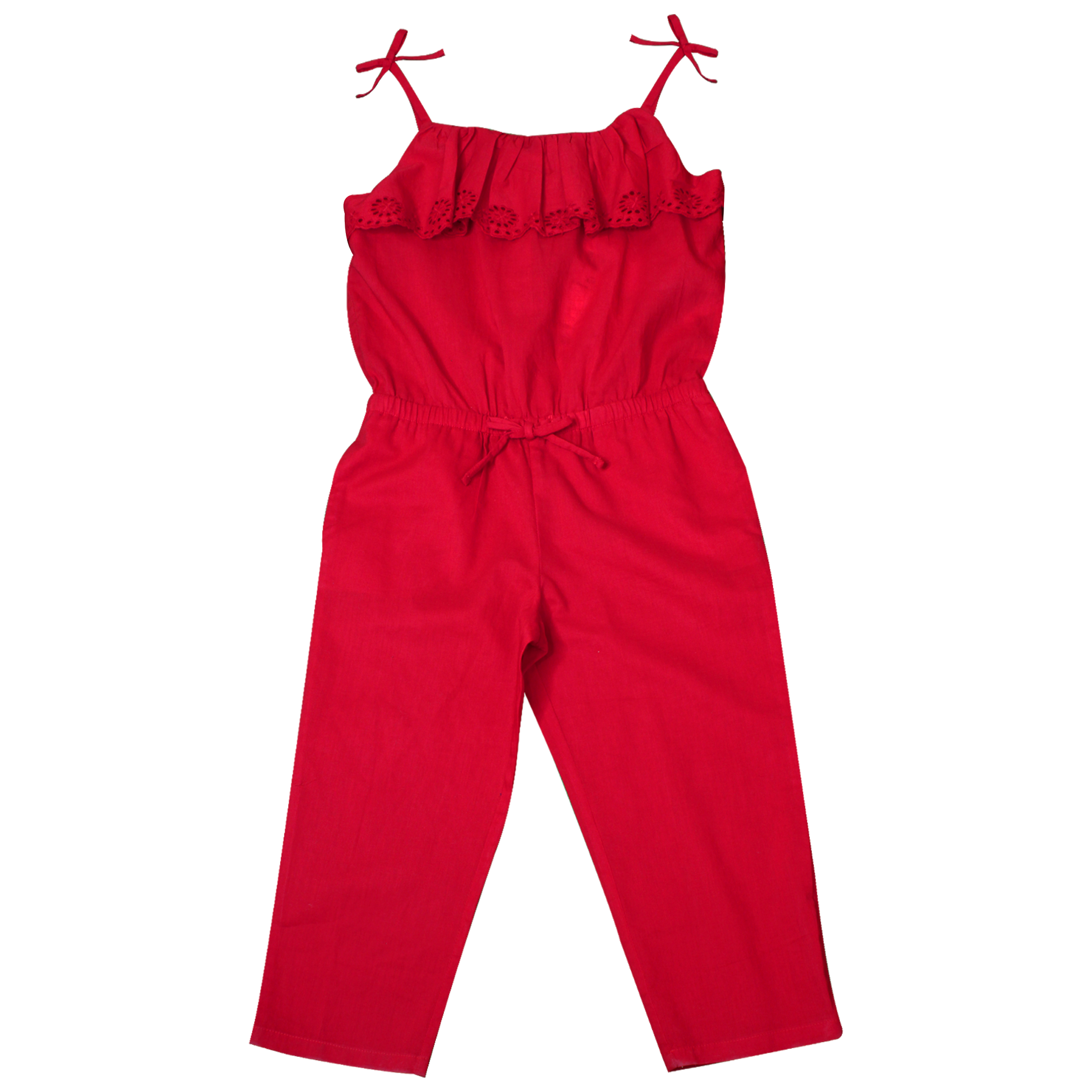 Polo Ralph Lauren Little Girls Eyelet Cotton Batiste Red Jumpsuit - 3alababak