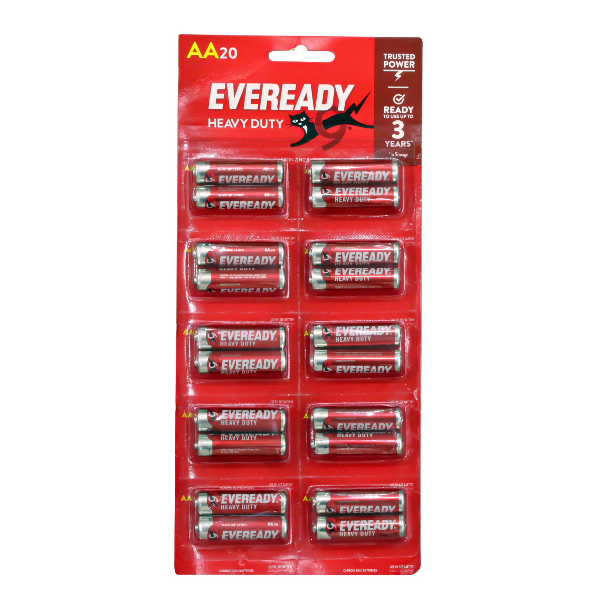 EVEREADY AA20 Extreme Batteries,  Heavy Duty, 2 pieces , Red , (set of 10 )