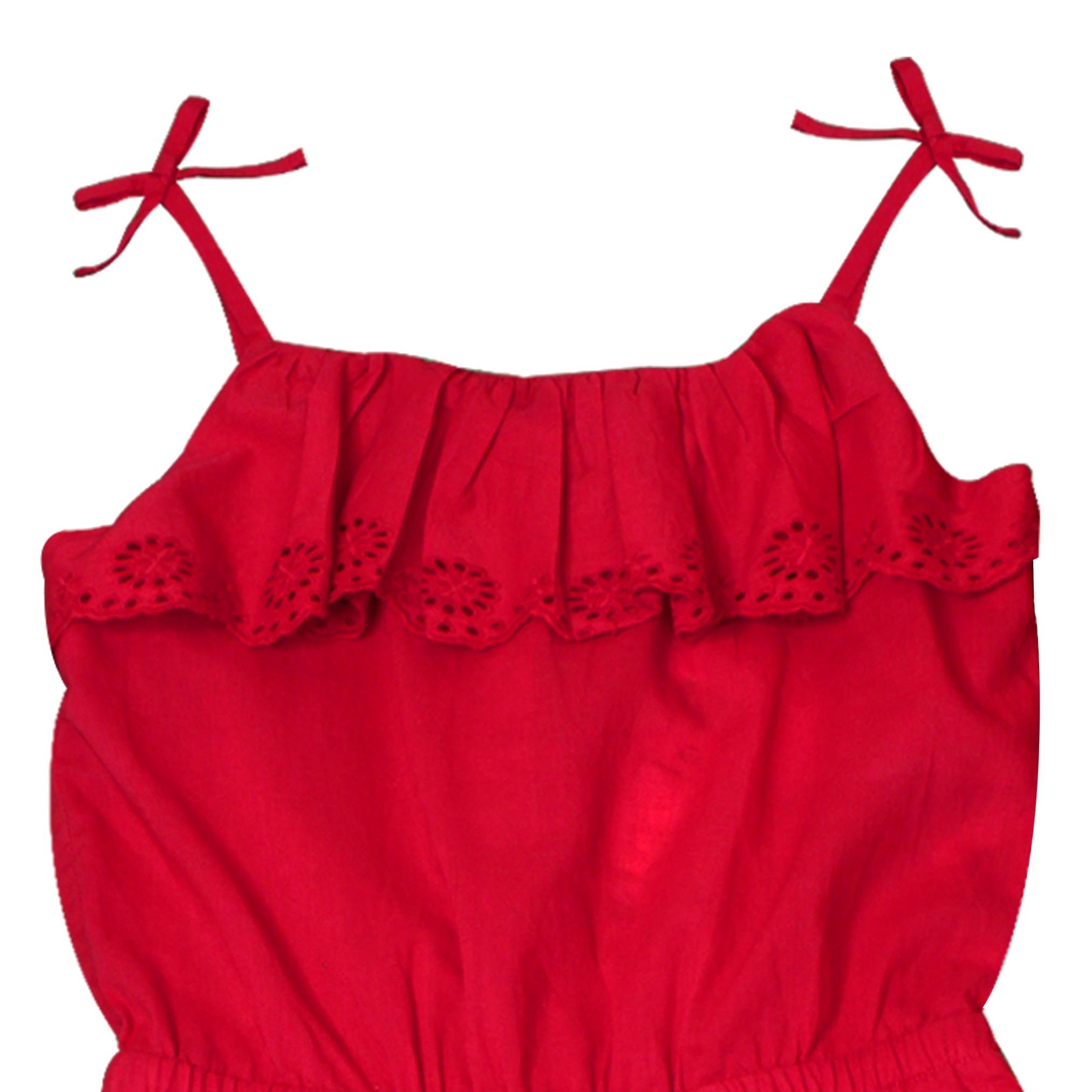 Polo Ralph Lauren Little Girls Eyelet Cotton Batiste Red Jumpsuit - 3alababak