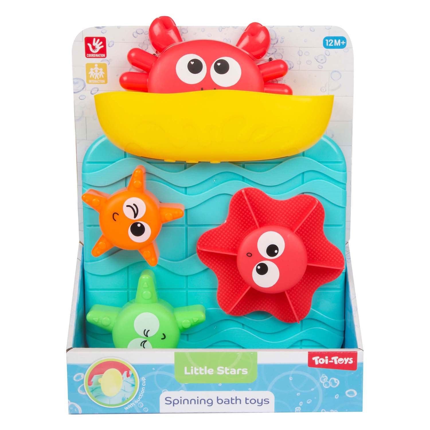 Spinning Bath Toy Set  Colorful Crab & Star Characters for Toddlers Colors May Vary