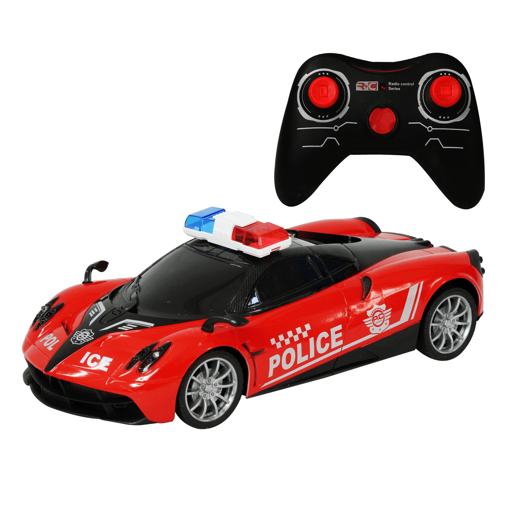 Police sports car toy with radio control and lights