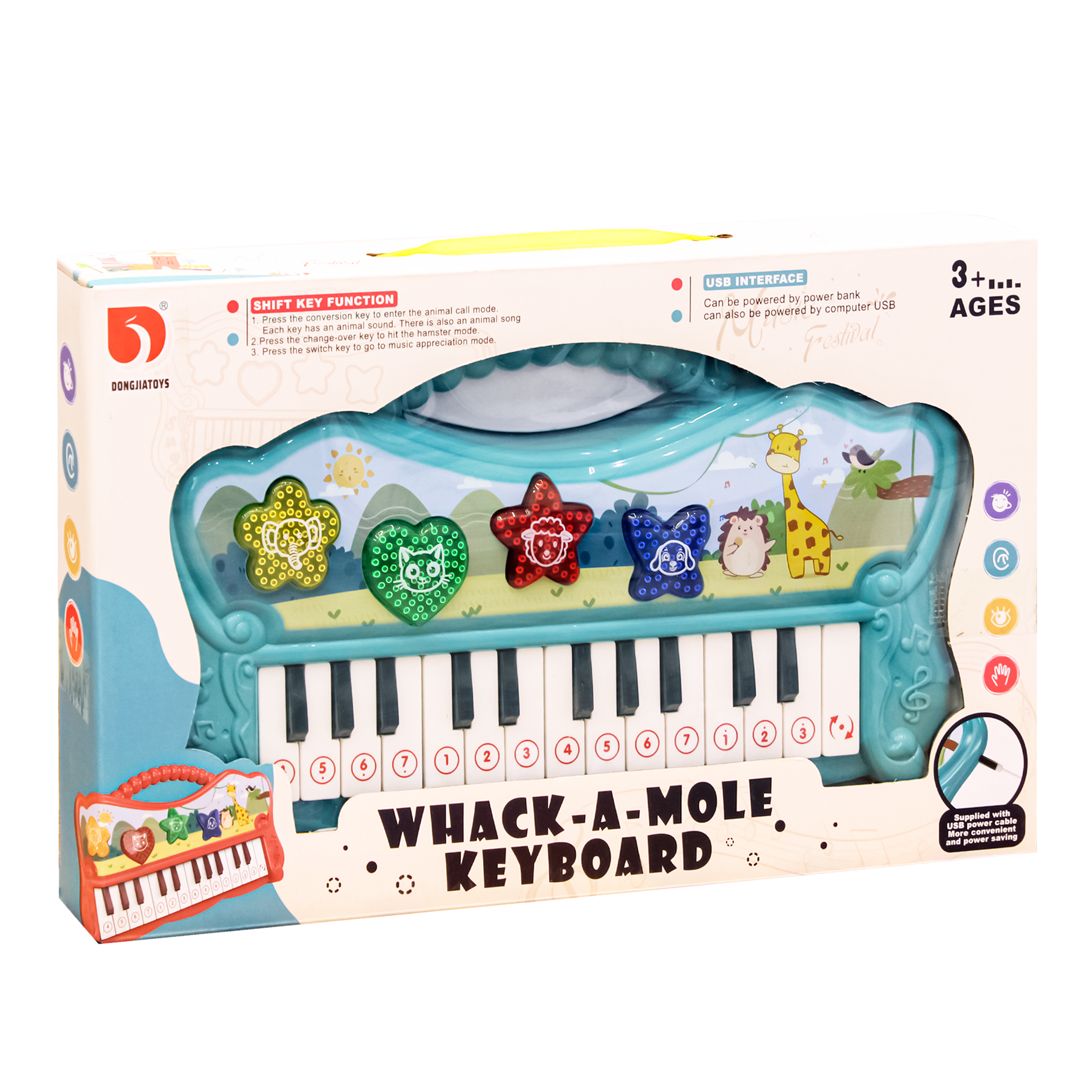 WHACK-A-MOLE KEYBOARD/PIANO FOR KIDS - Blue