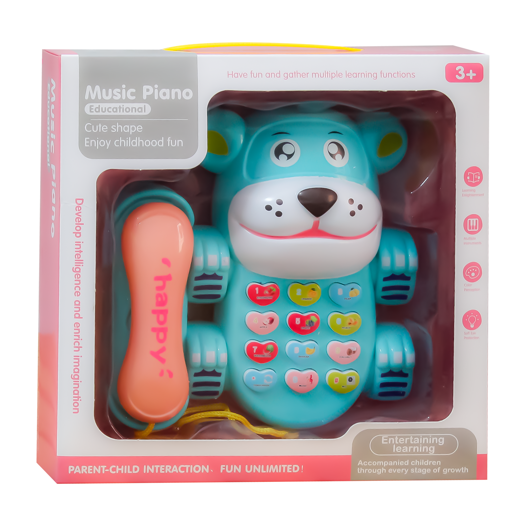Cute Puppy-Shaped Musical Telephone Toy - Blue