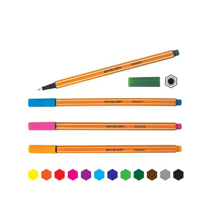 قلم سكاي جلوري بيتر فاين 0.4 ملم، مجموعة 6 ألوان - رقم:SG854