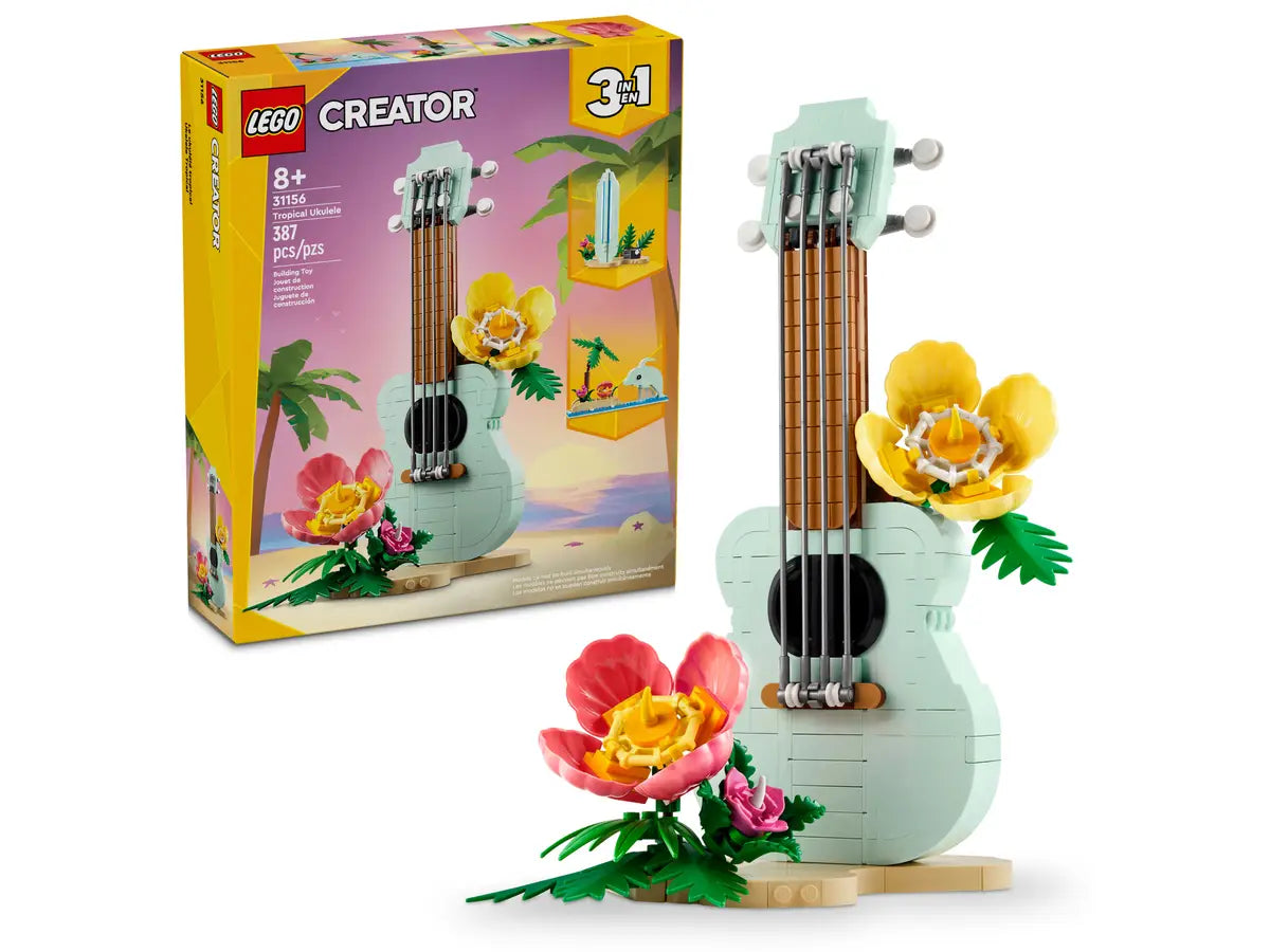 LEGO-Tropical-Ukulele-31156-Creator 3 في 1، مجموعة إضاءة إبداعية متوافقة مع مجموعة 31156 Flowers Guitar Lego