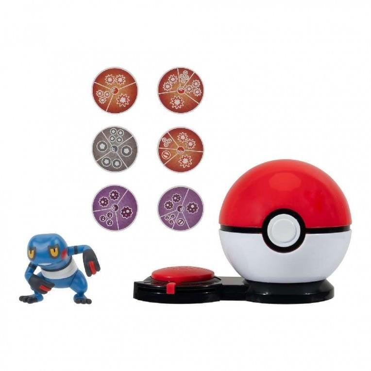 Pokemon  Jazwares Surprise Attack Game - Croagunk & Poke Ball - 6 Attack Disks