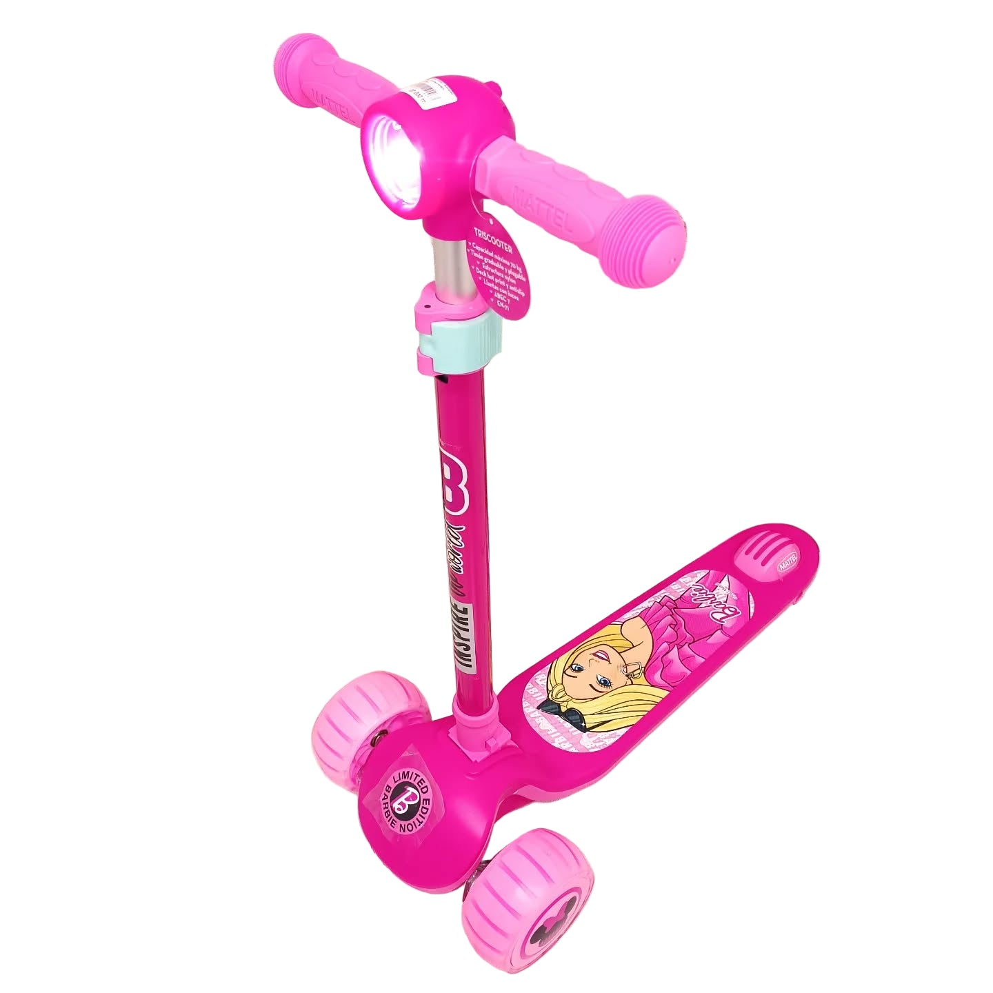 3-Wheel Kids Scooter – Adjustable & Light-Up Wheels - Barbie