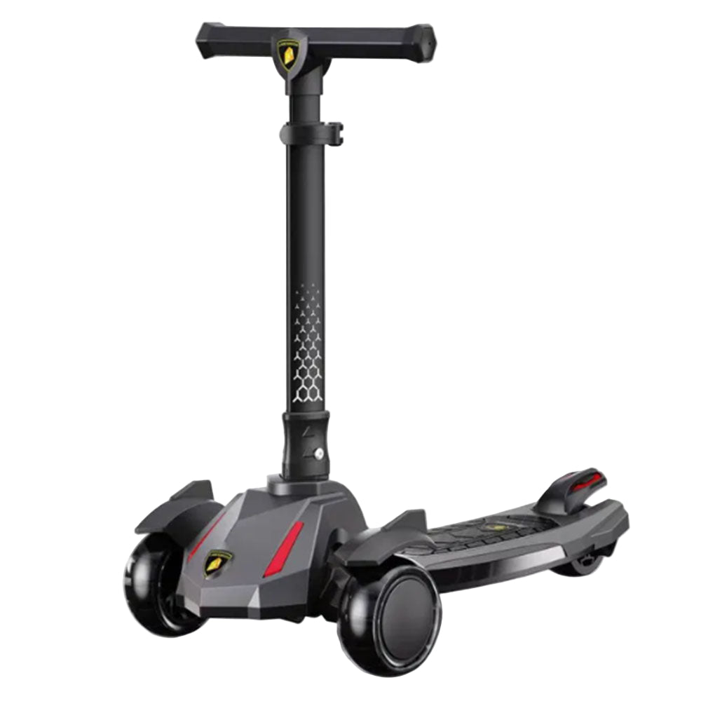 Lamborghini Kids 3-Wheel Scooter with LED Lights - Black