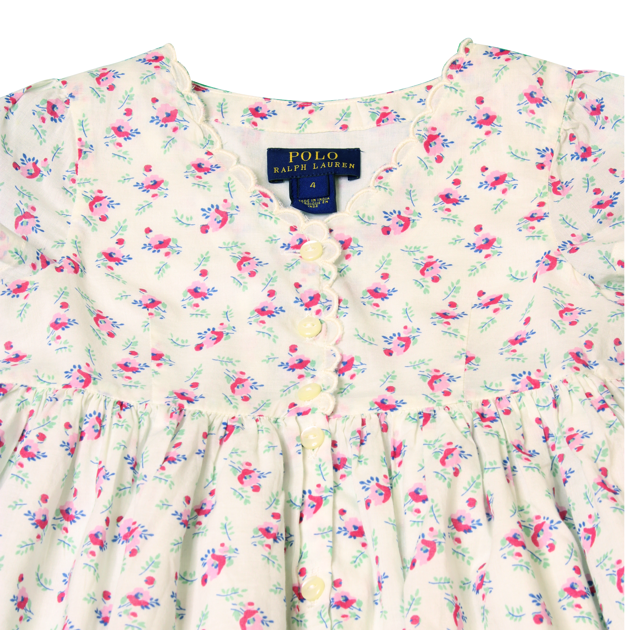 Ralph Lauren Kids Floral White Dress - Size 4 - 3alababak