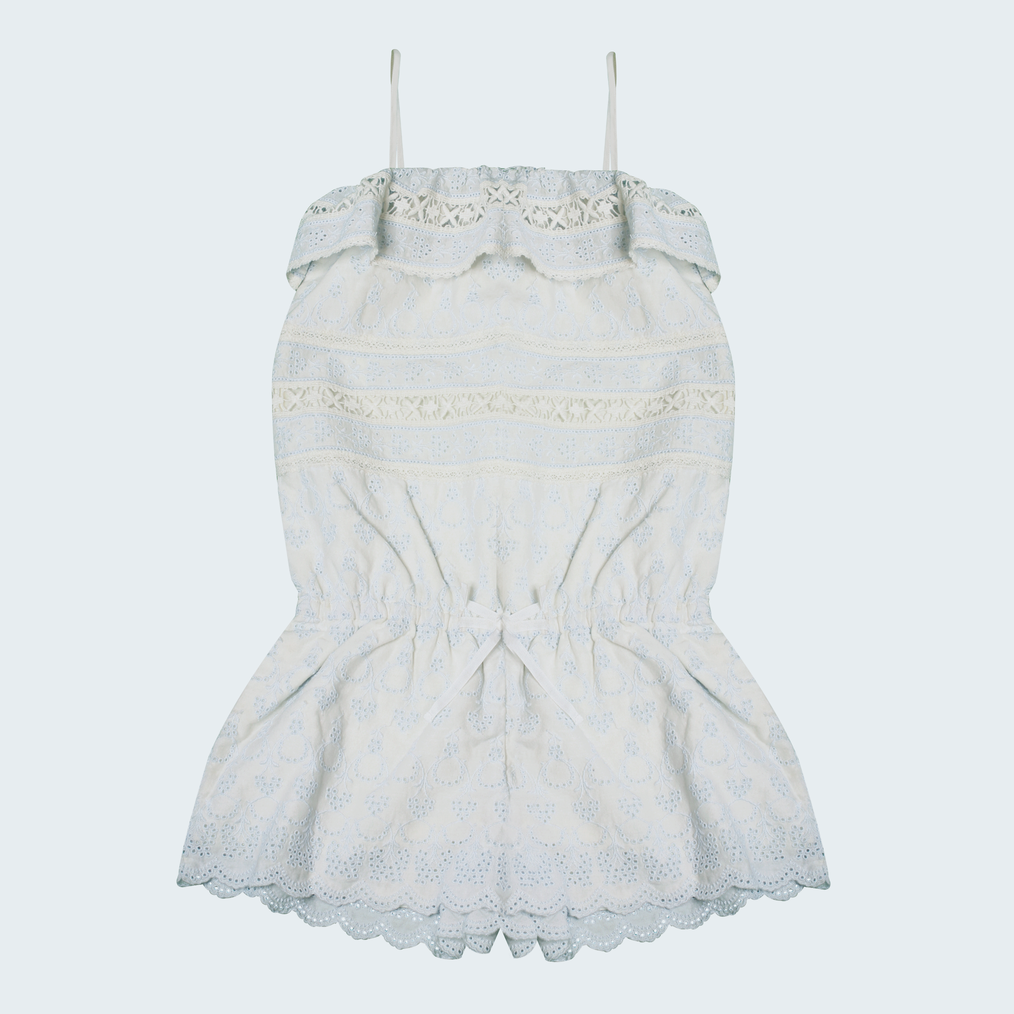 Ralph Lauren Kids off shoulder jumpsuit White/Blue Color - Size 4/4T - 3alababak