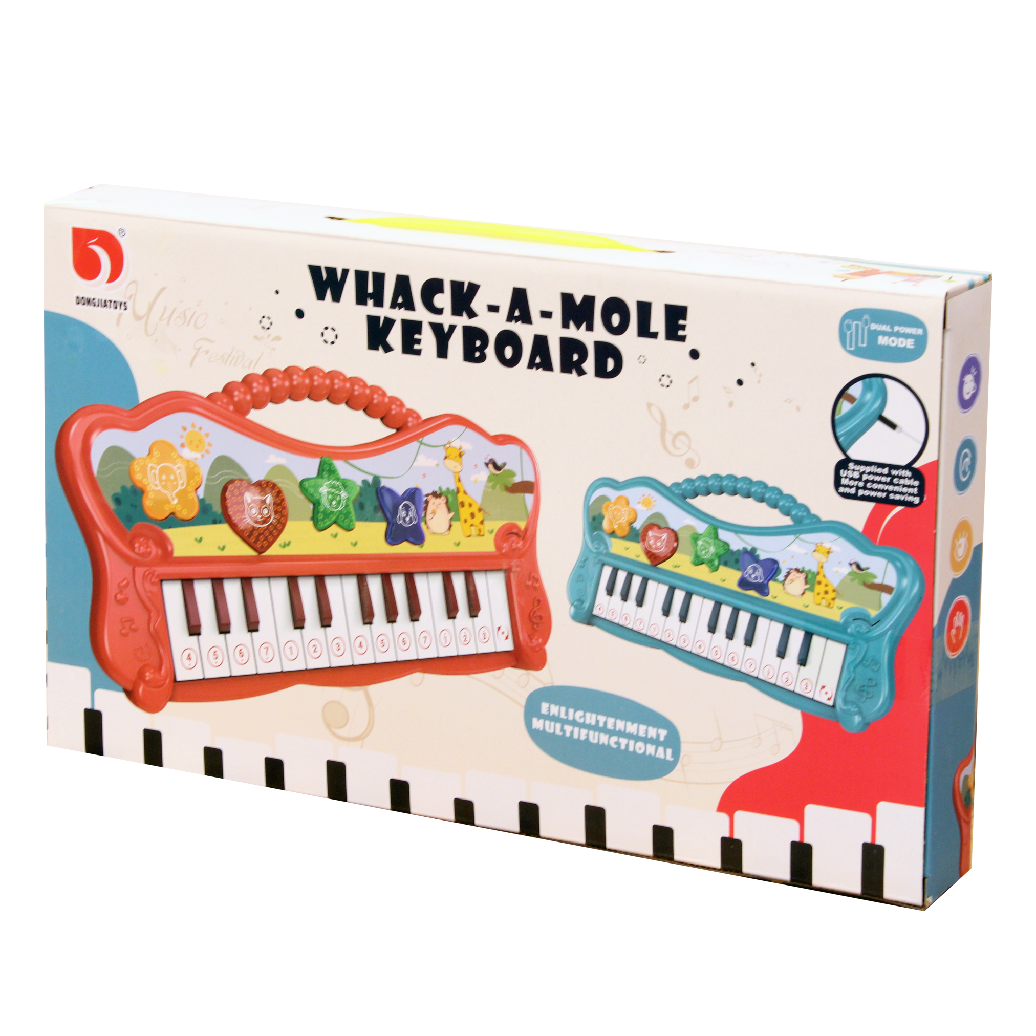 WHACK-A-MOLE KEYBOARD/PIANO FOR KIDS - Red