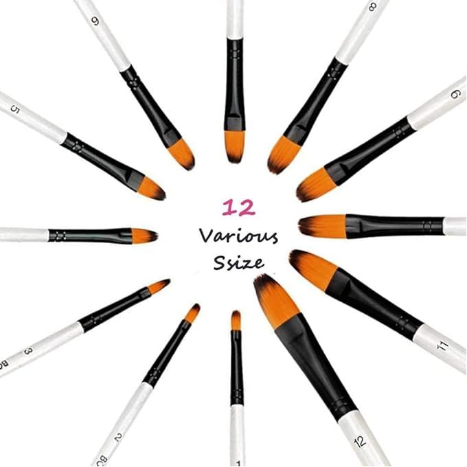 Keep Smiling Nylon Artist Brush Set - 12 Pieces