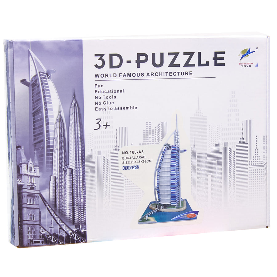 Zeindustry 3D Puzzle Burj Al Arab – World Famous Architecture Model - 101 Pieces
