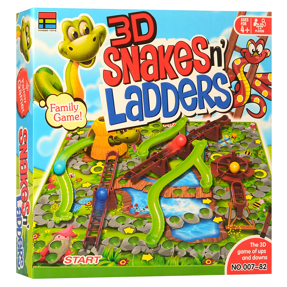 Snake and Ladders in a Whole New Way with 3D Board and Pieces, Experience The Classic Game Large Size